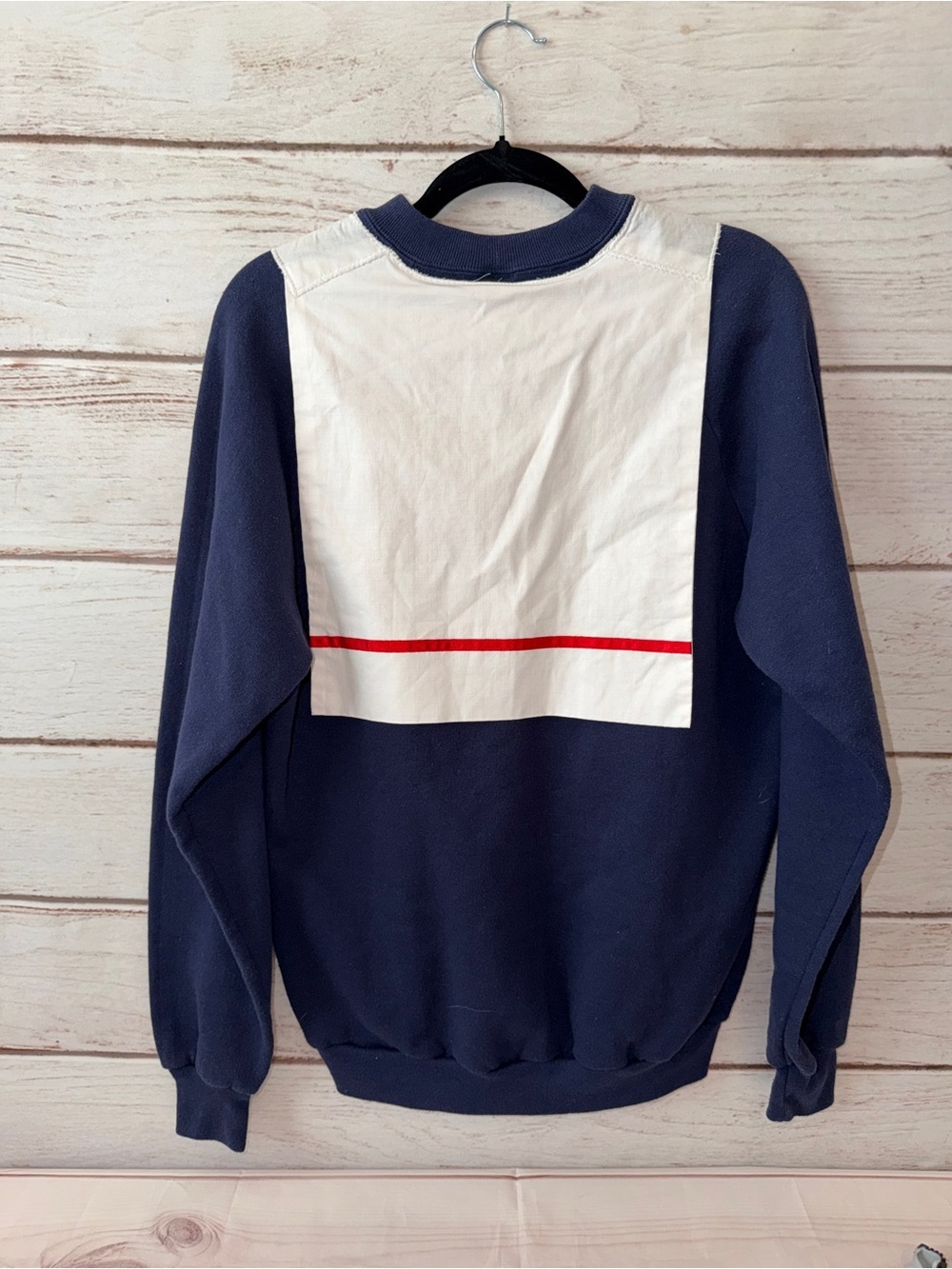 Vintage Jerzees USA Handmade Sailor Navy Red White Nautical Pullover L - Picture 3 of 7